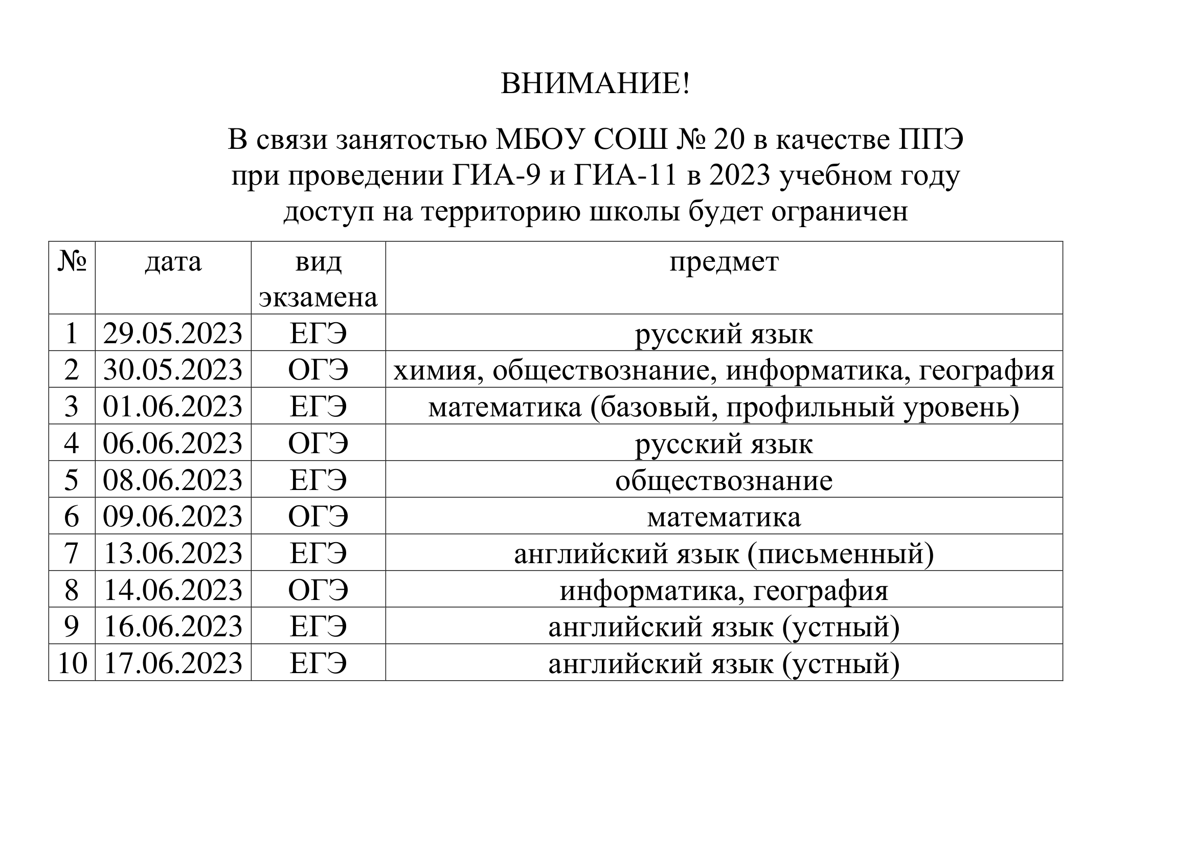 График работы ППЭ в 2023 году | МБОУ СОШ №20- Королёв