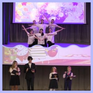 Дебют артистов школьного театра на концерте, посвящённом Дню учителя.